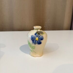 Lancaster Sandland England Miniature Hand Painted Blue Floral Ceramic‎ Bud Vase